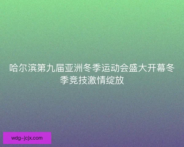 哈尔滨第九届亚洲冬季运动会盛大开幕冬季竞技激情绽放