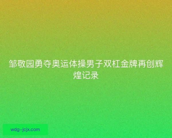 邹敬园勇夺奥运体操男子双杠金牌再创辉煌记录