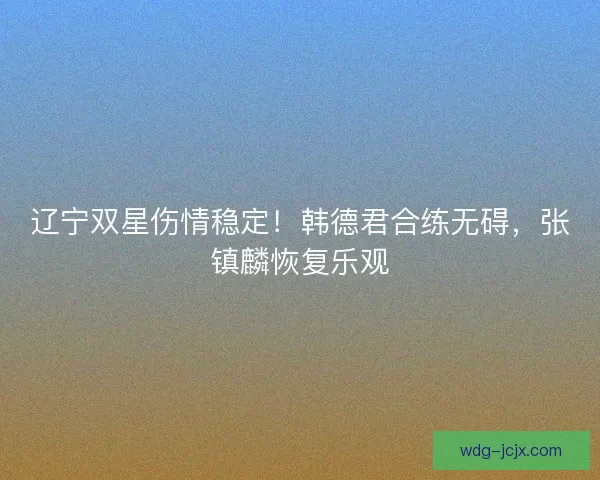 辽宁双星伤情稳定！韩德君合练无碍，张镇麟恢复乐观