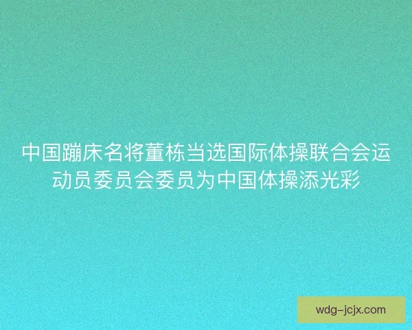 中国蹦床名将董栋当选国际体操联合会运动员委员会委员为中国体操添光彩